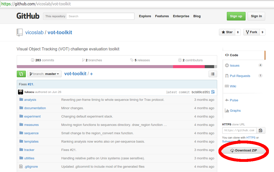 Download zip VOT toolkit